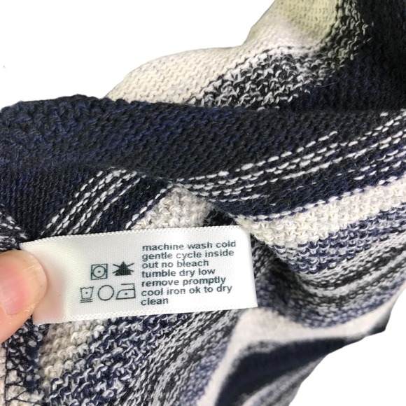 Three Dots Women's Cardigan Sweater Blue Striped Boho Open Front Cotton Sz S - Picture 10 of 10